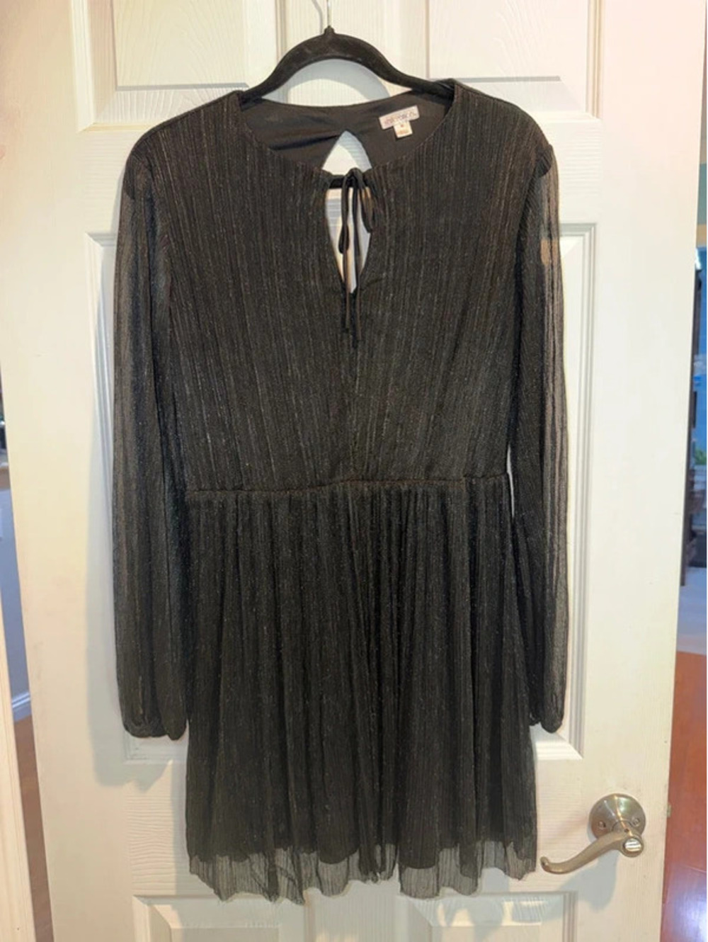 Xhilaration Black Shimmer Pleated Dress